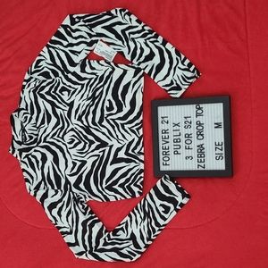 3/$21 FOREVER 21 Zebra Crop Top Long Sleeves Sz M